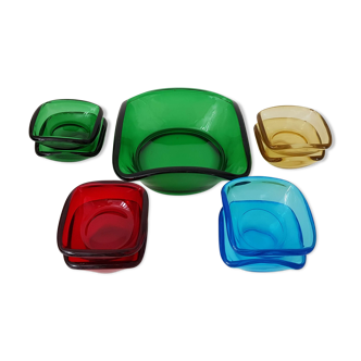 Vintage color glass dessert service