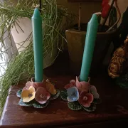 Pair of Italian ceramic candle holders