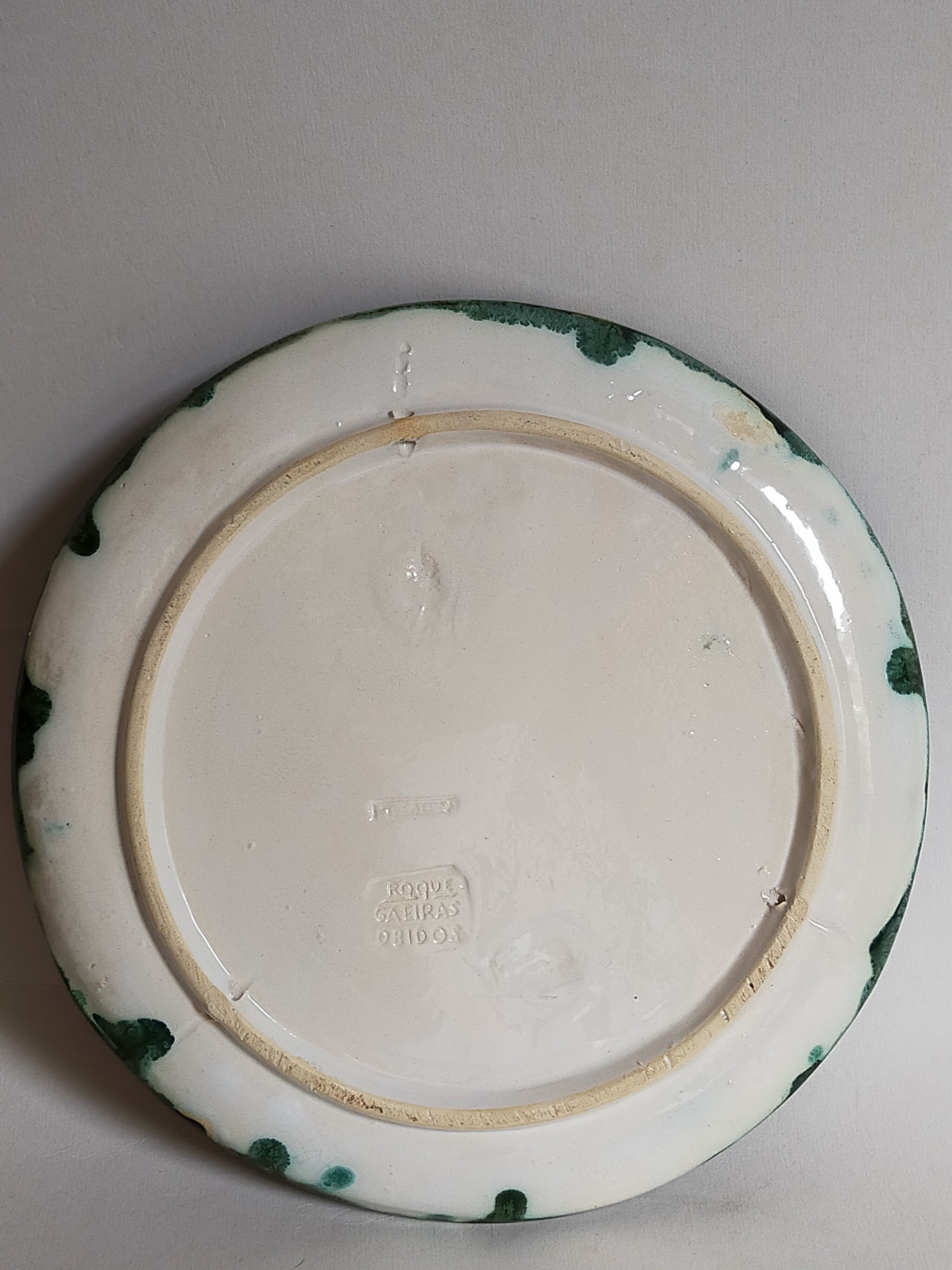 Plate in old barbotine with lobster