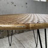 Wicker and metal coffee table from the 1950s
