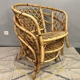 Trio of rattan armchairs