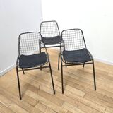 Set of 3 Jali industrial chairs