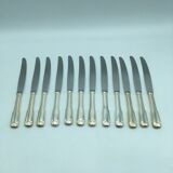 12 silver metal knives.