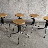 Set of 5 flambo adjustable industrial stools