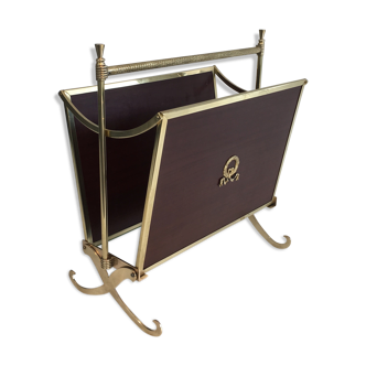 Brass and mahogany magazine holders