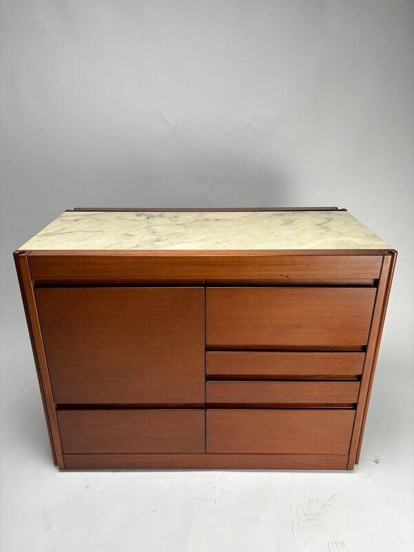 Italian Dry Bar attributed to Angelo Mangiarotti for Molteni in Wood and Marble, 1960s