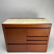 Italian Dry Bar attributed to Angelo Mangiarotti for Molteni in Wood and Marble, 1960s