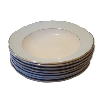 Set of 8 henri Sarreguemines and Digoin model hollow plates, 30's