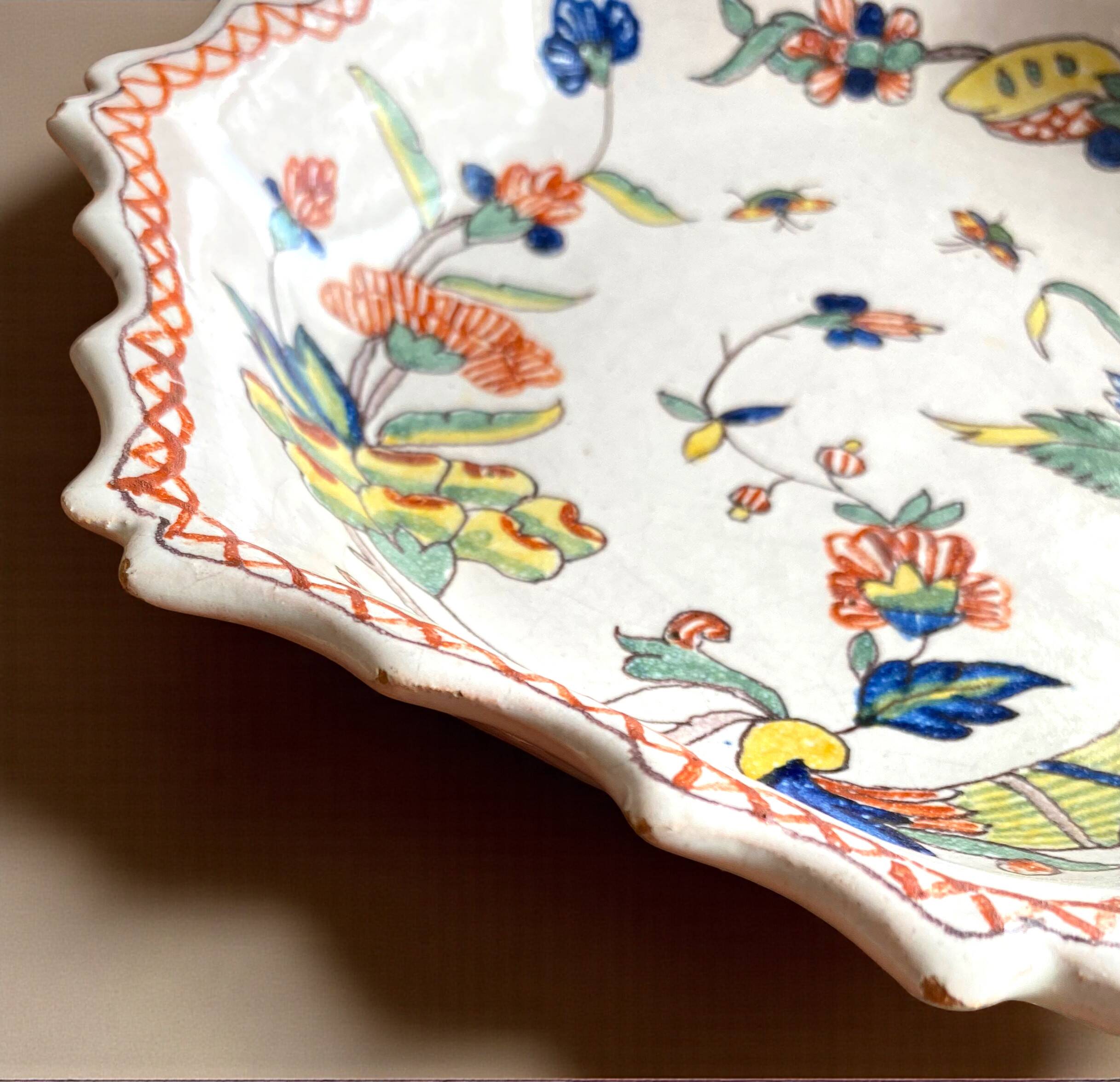 Malicorne earthenware by Pouplard Beatrix: old plate with Rouen decoration