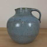 Blue ceramic ball vase signed