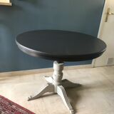 Old round dining table transformable central foot