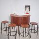 Sika Møbler vintage Bar mit 4 Barhocker aus Teak