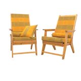 Fauteuils en bois de pin de style scandinave, années 1970, set de 2