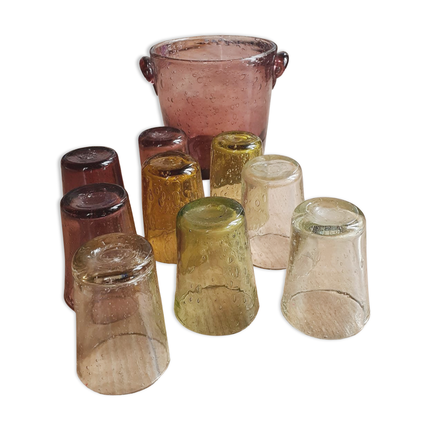 Biot glassware Ice bucket and cups 60s