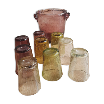 Biot glassware Ice bucket and cups 60s