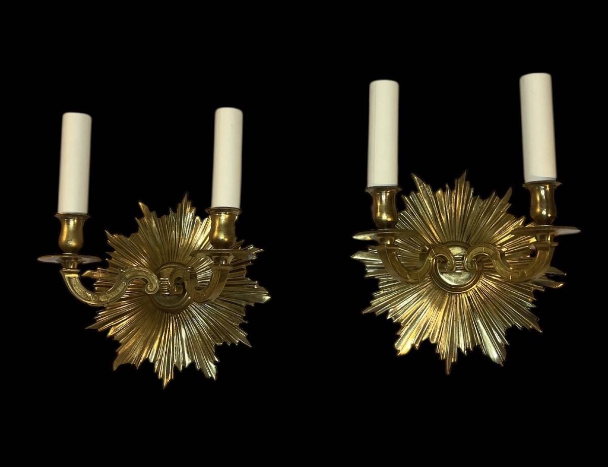 Pair of sun wall lights