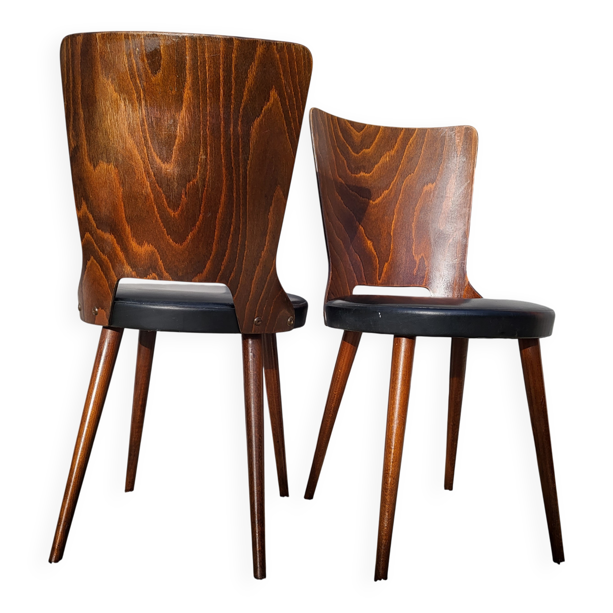 Pair of Dove chairs • Baumann • Black faux leather