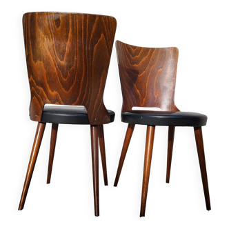 Pair of Dove chairs • Baumann • Black faux leather