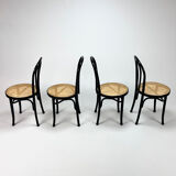 Set of 4 Bentwood and Cane Cafe Dining Chairs, 1990s