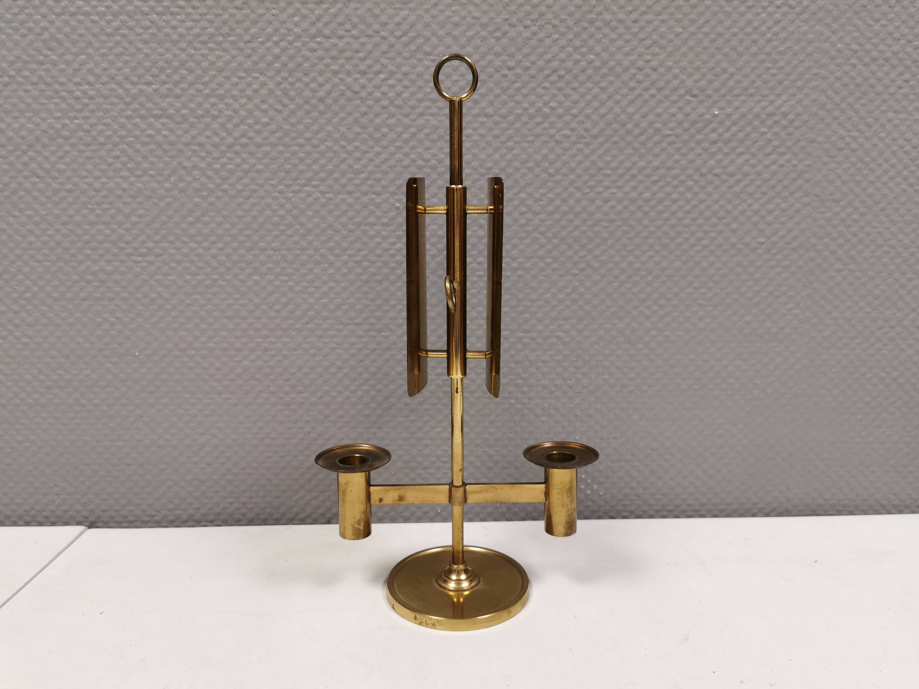 Danish double candle holder in solid brass 1960-70s.