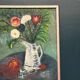 Huile sur toile originale suédoise – « Nature morte avec vase et fruits » – Signée