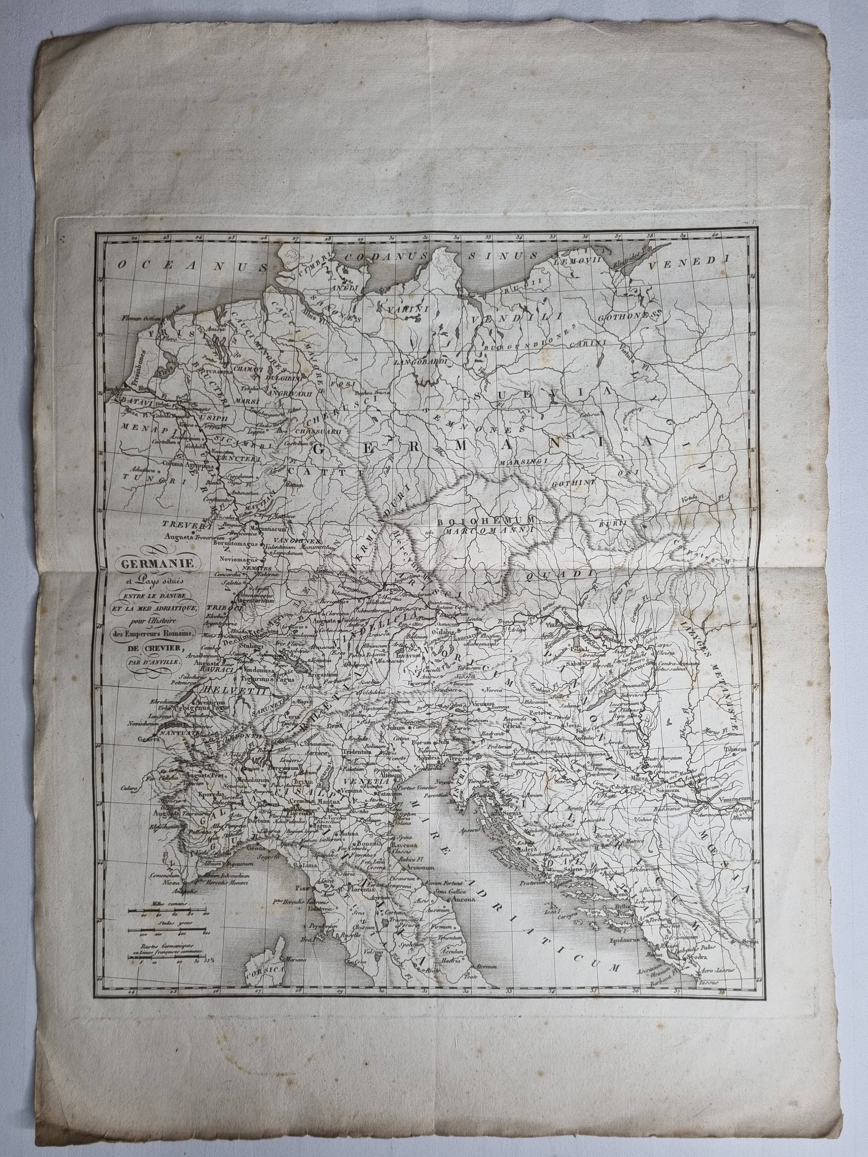 Map of Germania from the Atlas of the History of the Emperors of 1819, 48 x 34 cm