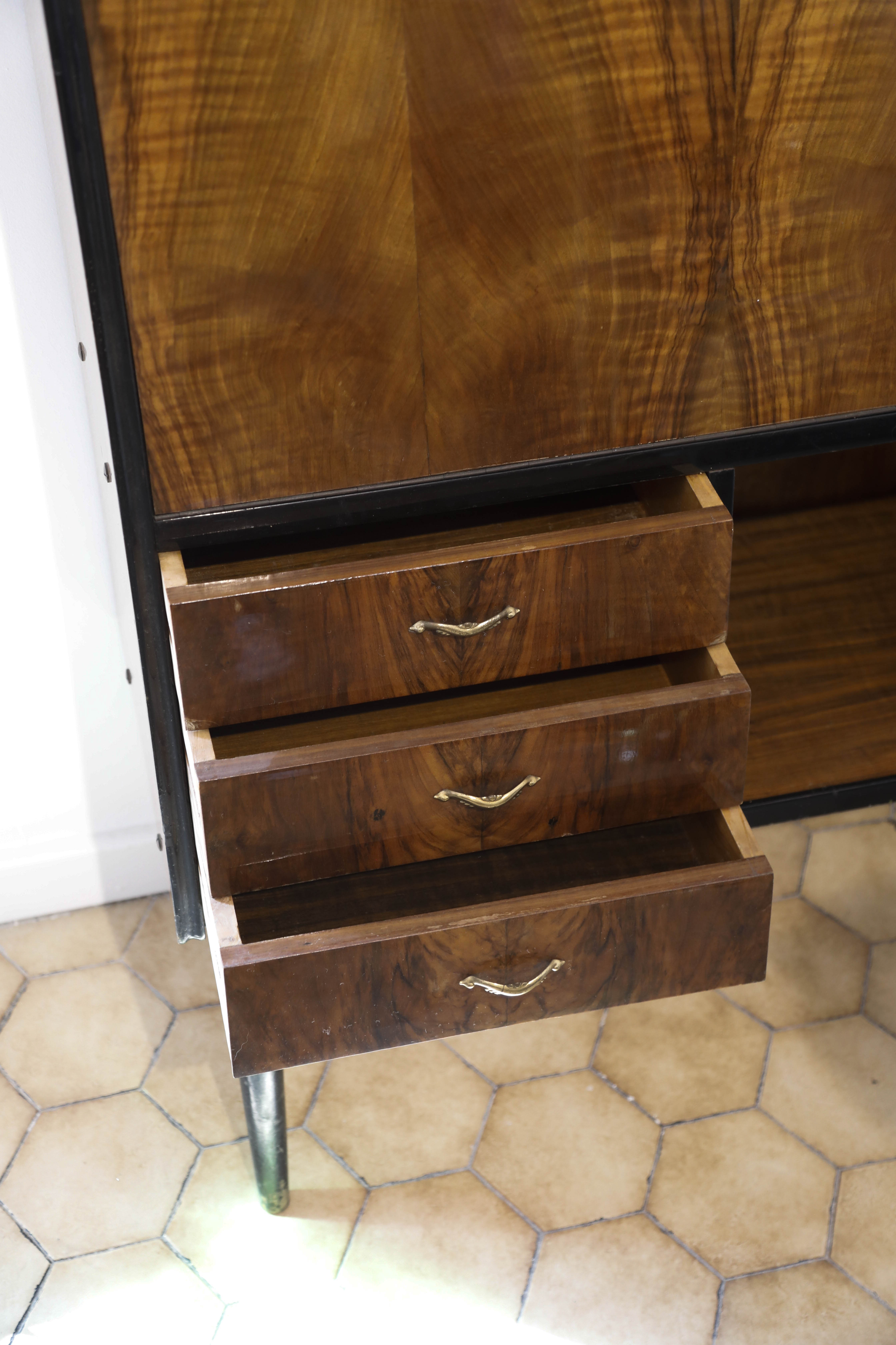 Bahut secretary wood laqué 70s