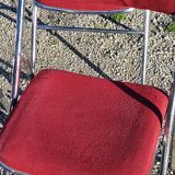 Set de 9 chaises pliantes  des années 70 tweed et métal chromé