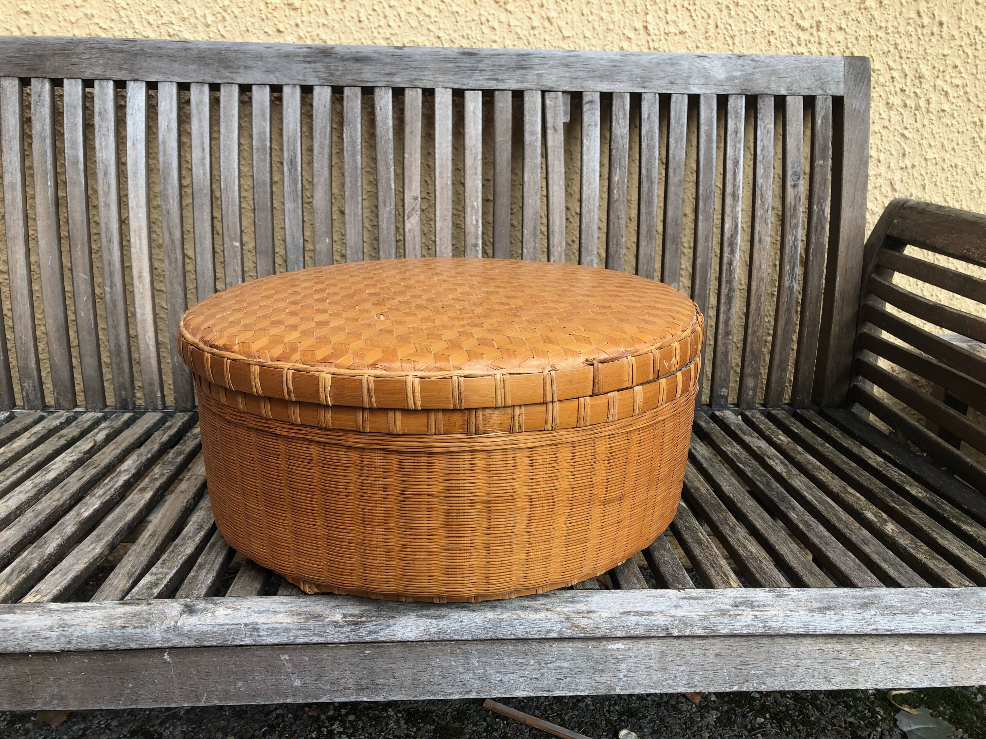 Handmade rattan and bamboo basket