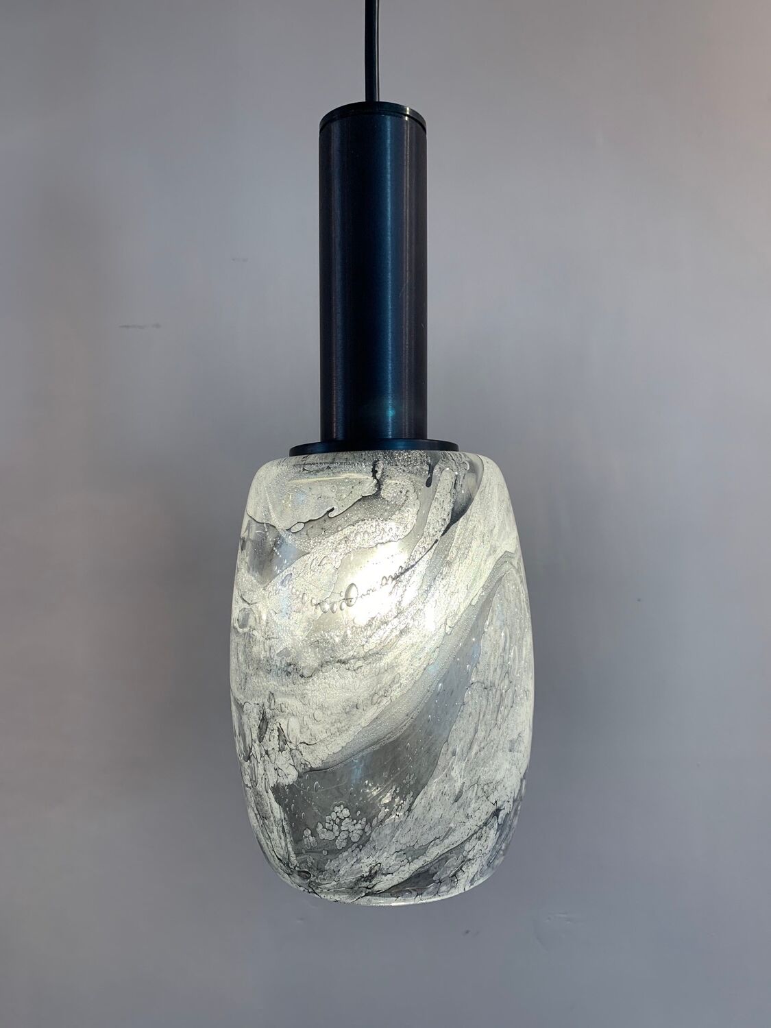 Pair of 1970s Putzler grey marbled pendant lights