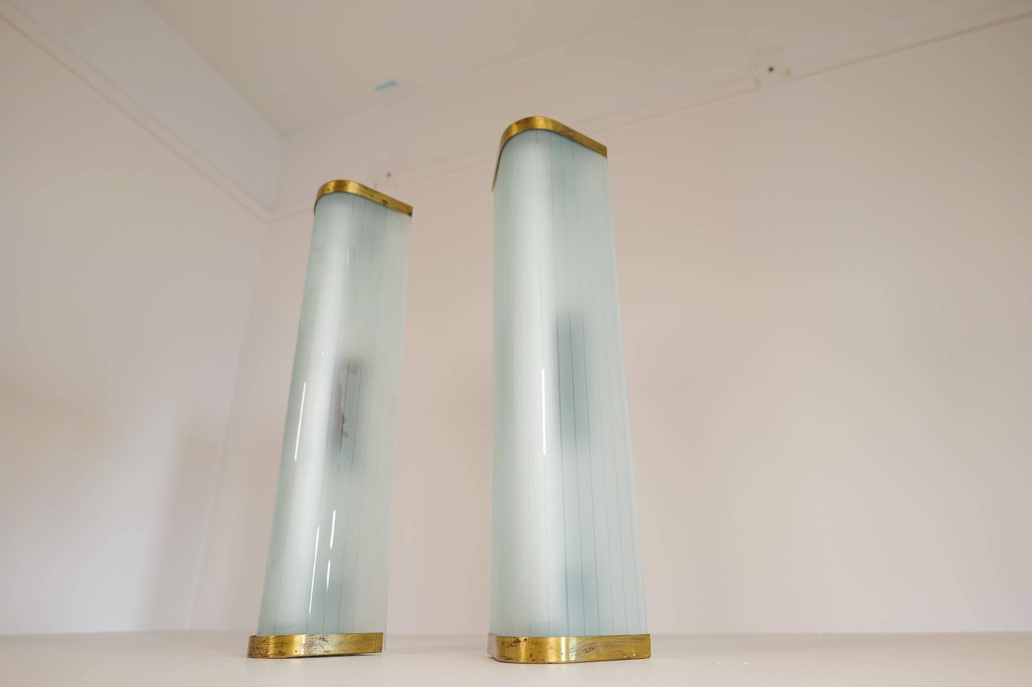 Extra-large modern mid-century wall lamp pair attributed to Asea.