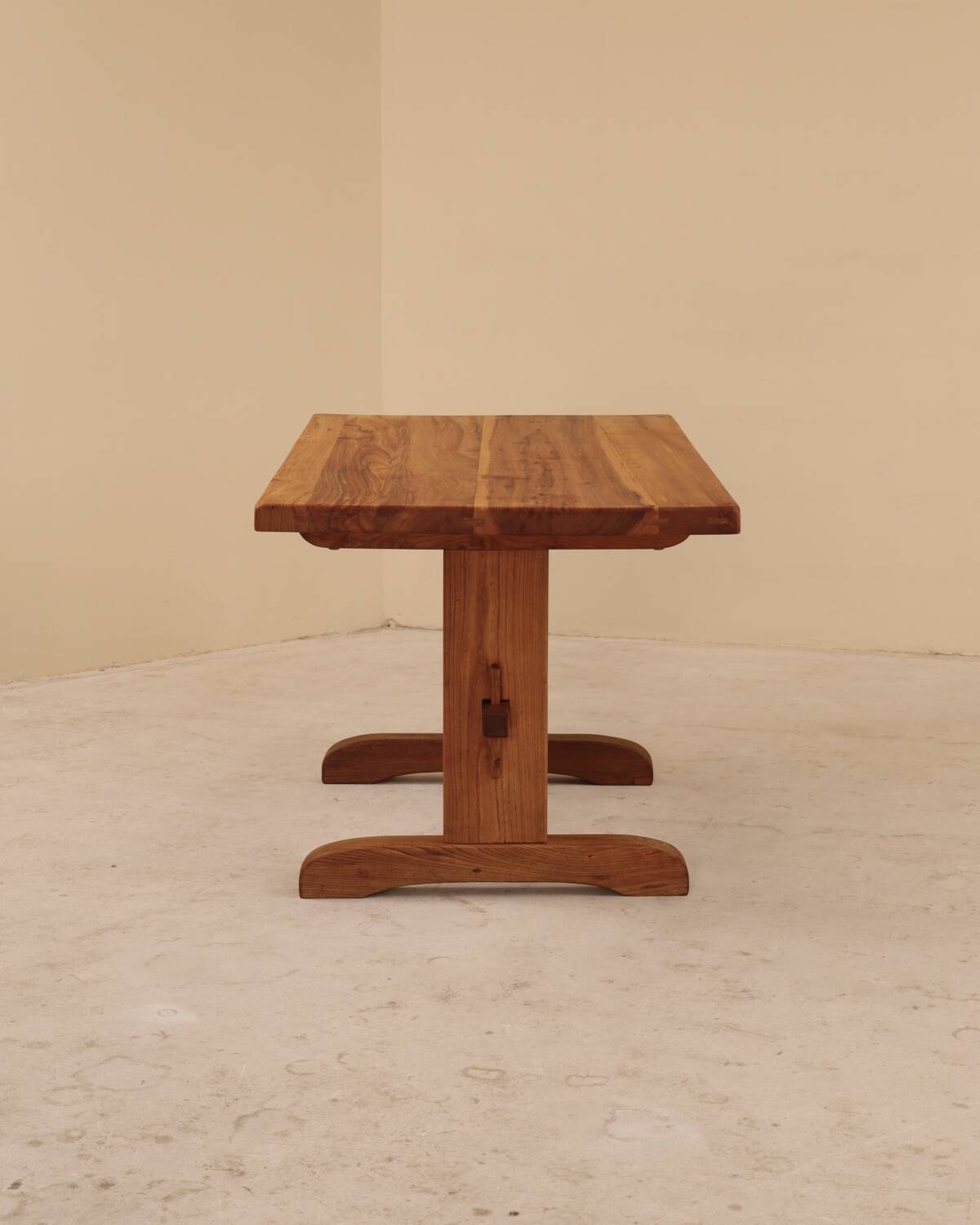 Table in solid elm, France, 1980s