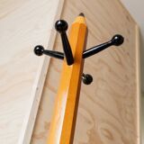 Orange wood Memphis-style Pencil Coat Rack, XL vintage 1980s, Italy by Artema