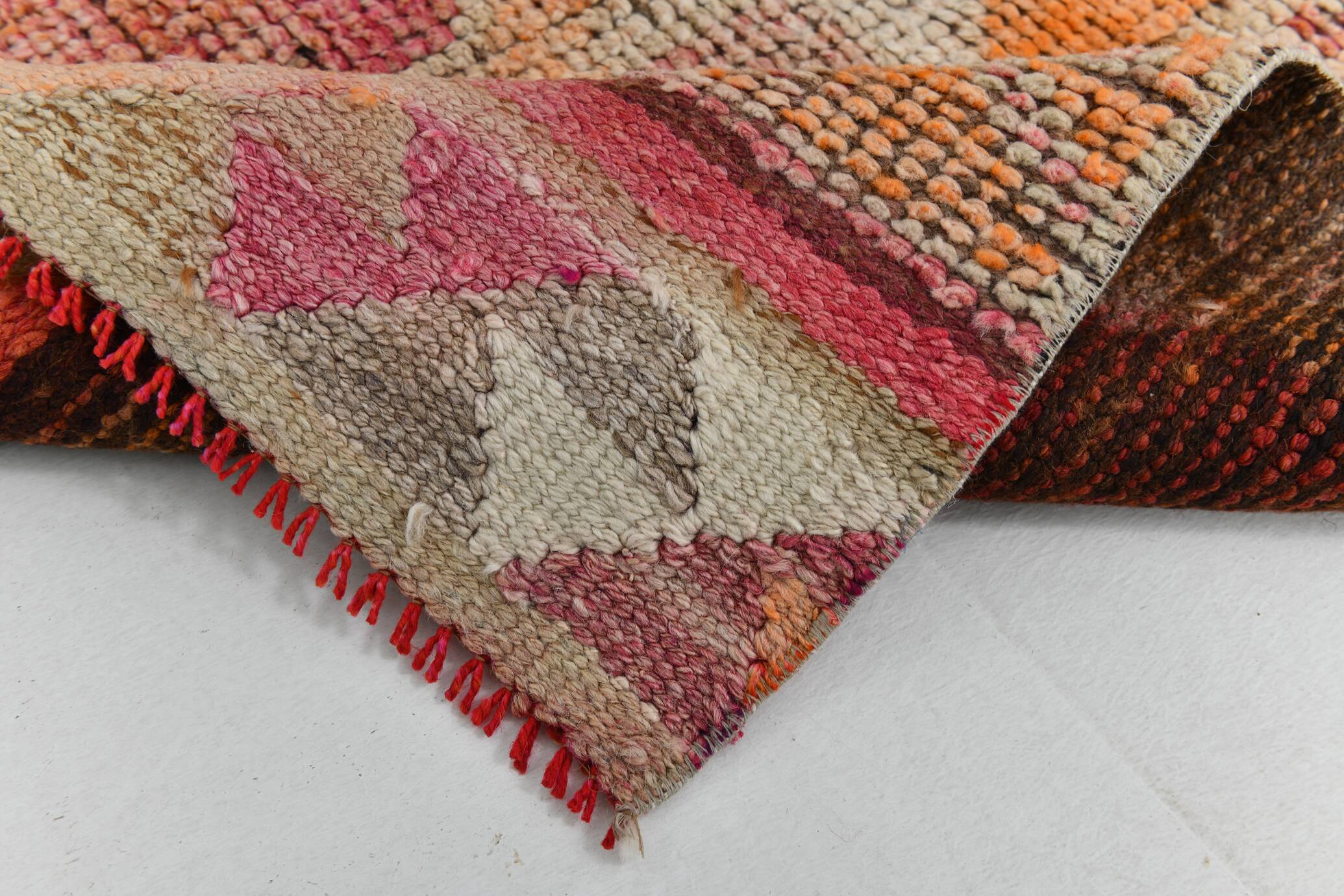 3x10 Turkish Red & Orange Vintage Runner Rug, 90x295Cm