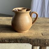 Vintage brutalist stoneware pink wine cooler pitcher H19