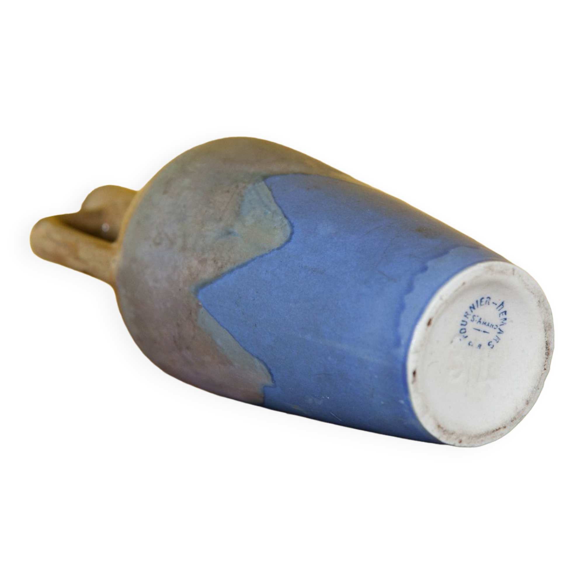 Flamed glazed stoneware bottle, Fournier Demars St-Amand alcohol bottle, amphora vase