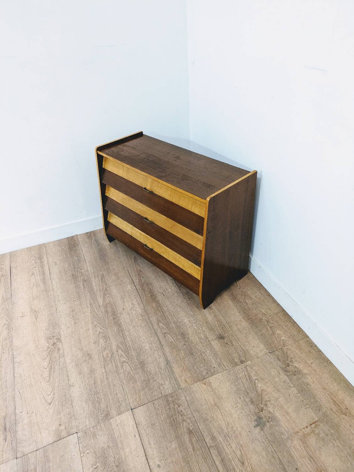 Vintage Scandinavian wooden shoe cabinet