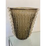 Contemporary handmade fume' with air balls murano glass style vase