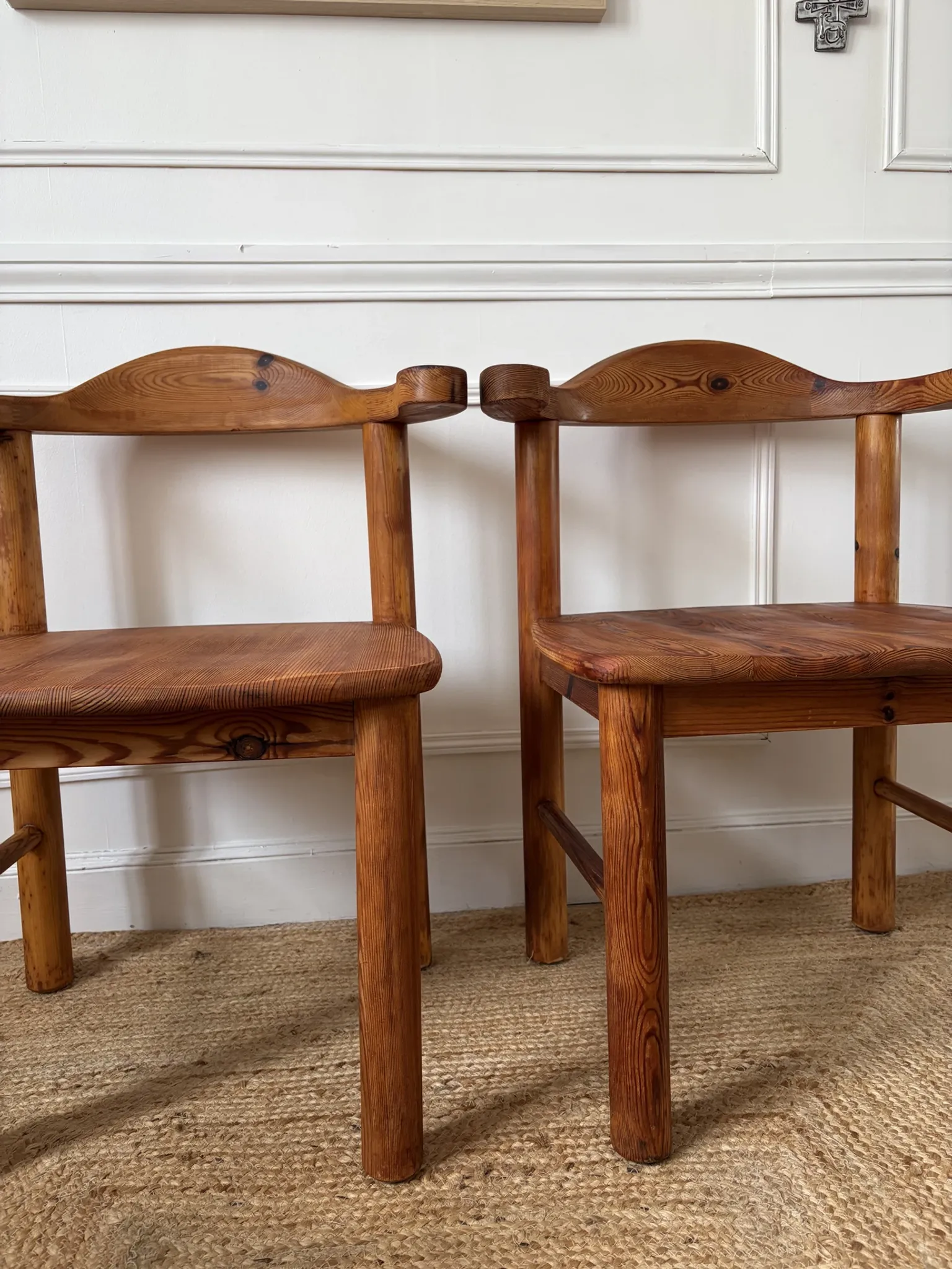 4 pine armchairs from the 1970s