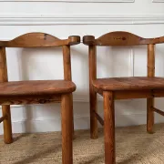 4 pine armchairs from the 1970s
