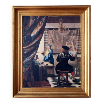 Reproduction spadem vermeer jan painter in the studio 68 x 58 framed