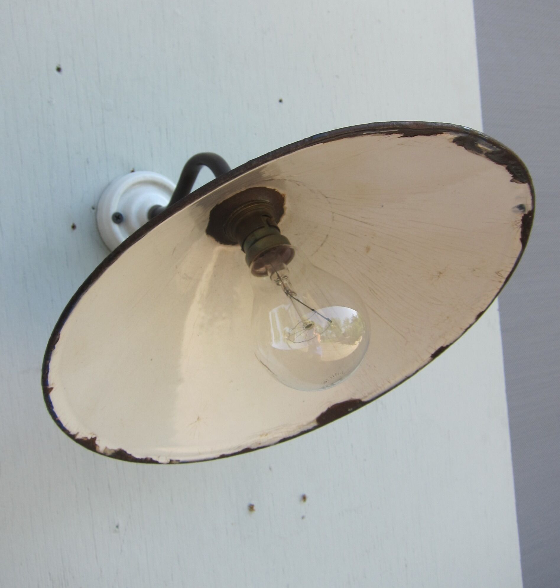 Wall lamp royal blue enamelled metal conical umbrella