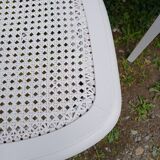 4 old wooden and cane chairs
