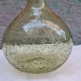 Vintage carafe signed Biot, blown glass, bubbled.
