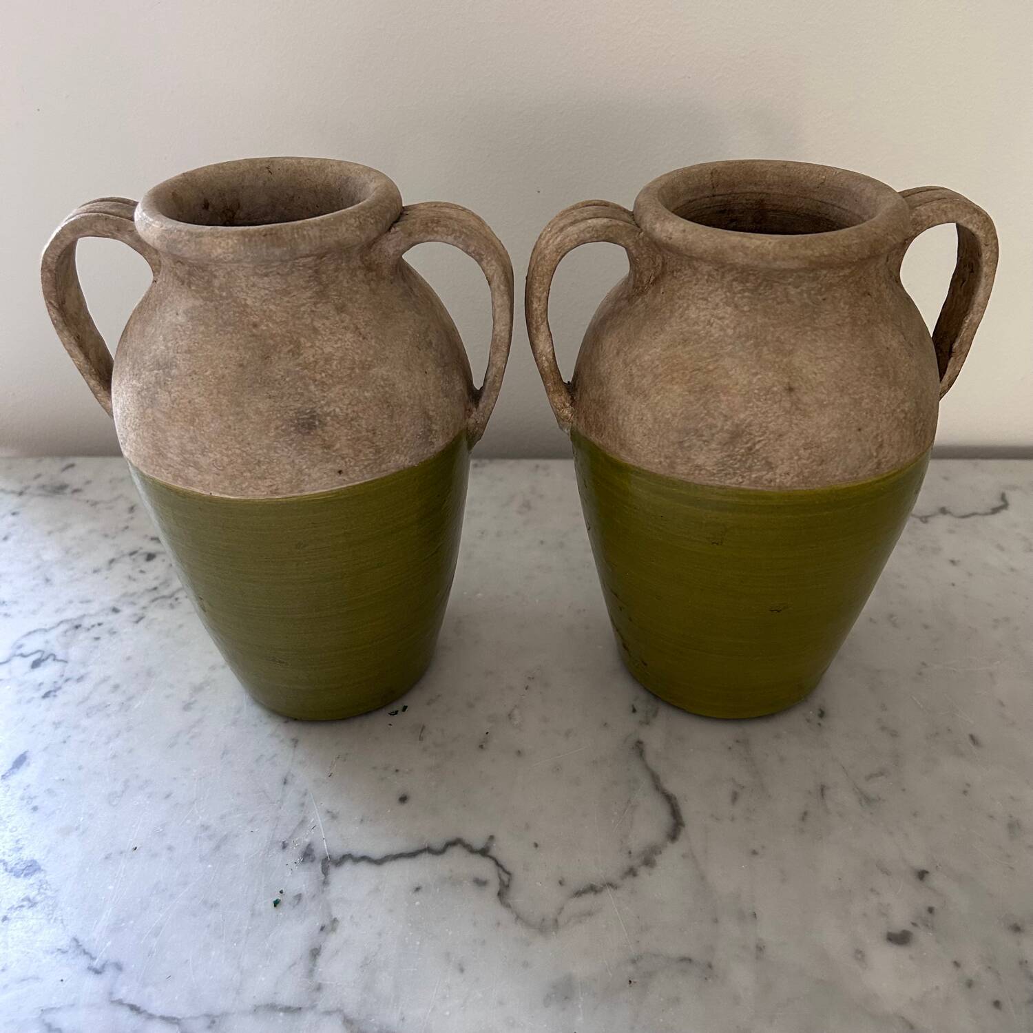 Pair of two-coloured jars