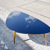 Vintage coffee table in black opaline beech in organic shape 1950