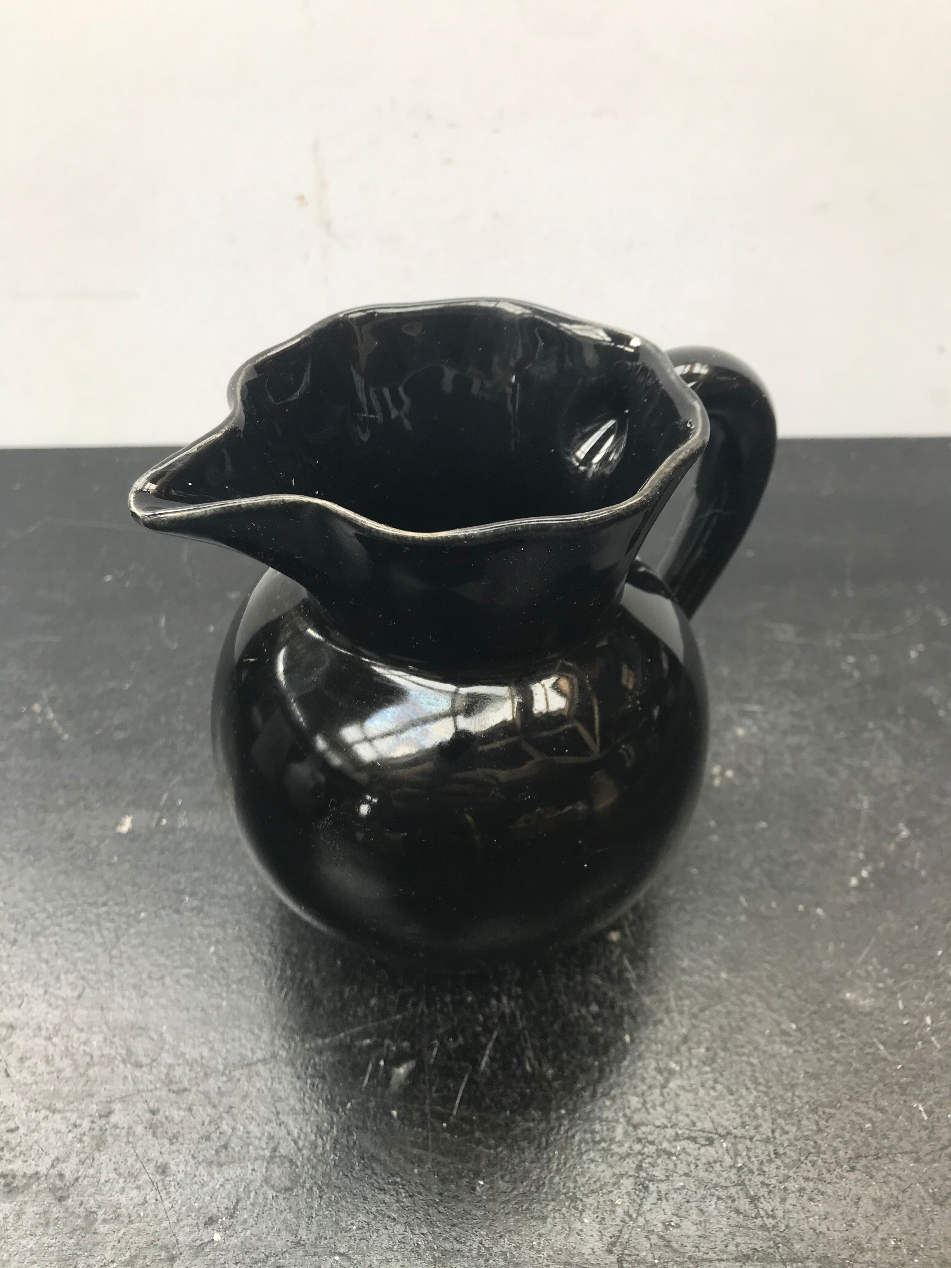 Former black ceramics pitcher vintage 70s