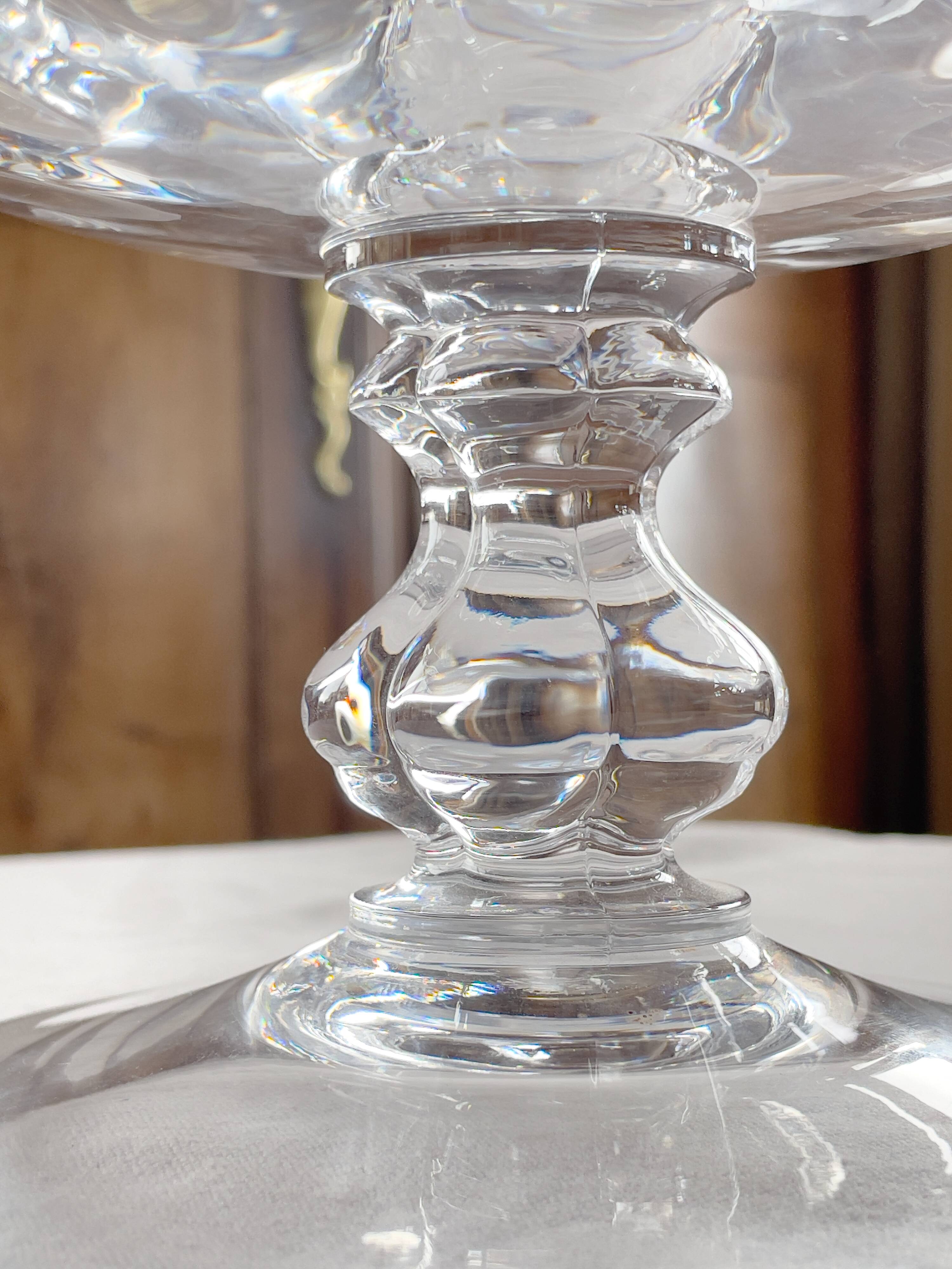 large fruit bowl on a pedestal in Sèvres crystal from the 1950s