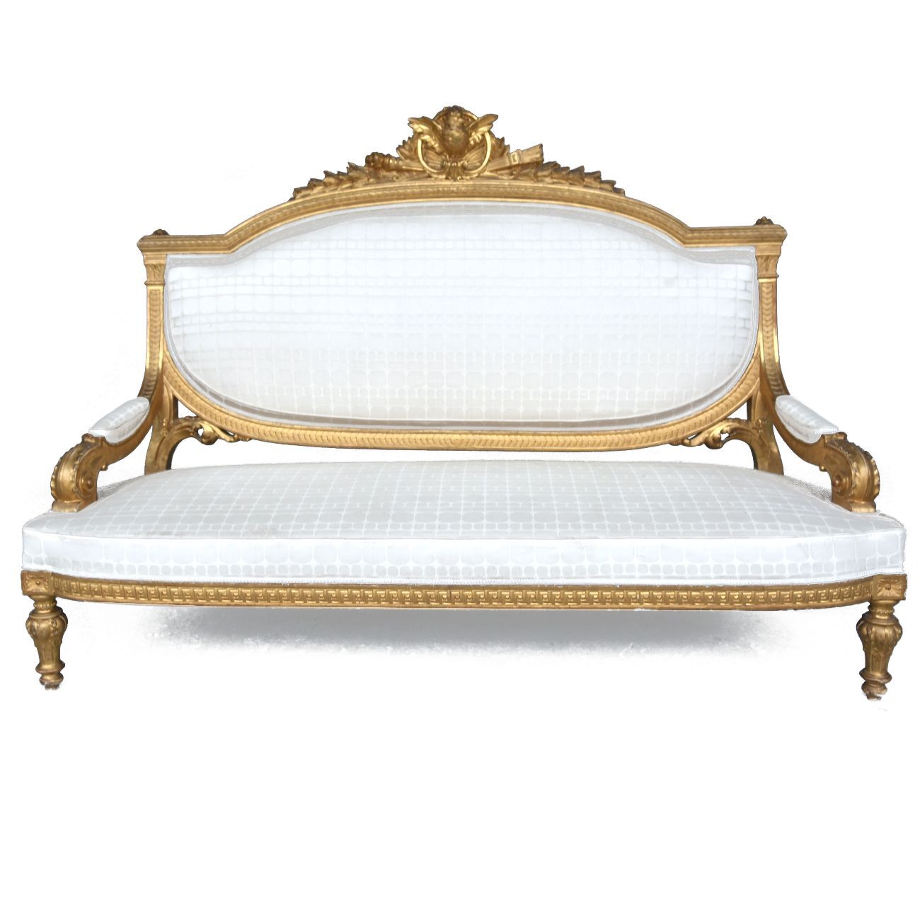 Louis XVI-style gilded wooden bass bench