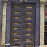 Old Indian door in old teak, piece and patina of origin